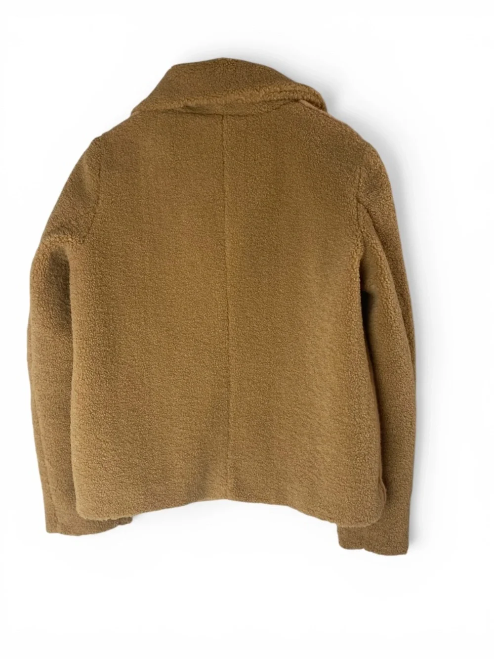 French Connection Camel Faux Fur Teddy Mixed media Short Jacket Coat Size S - Picture 4 of 9